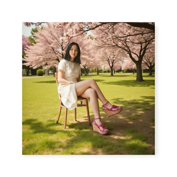 Vintage: Pierre Cardin ♚ Suede Floral Embellish Platform Wedge Sandals ♚ Magenta - Picture 1 of 16